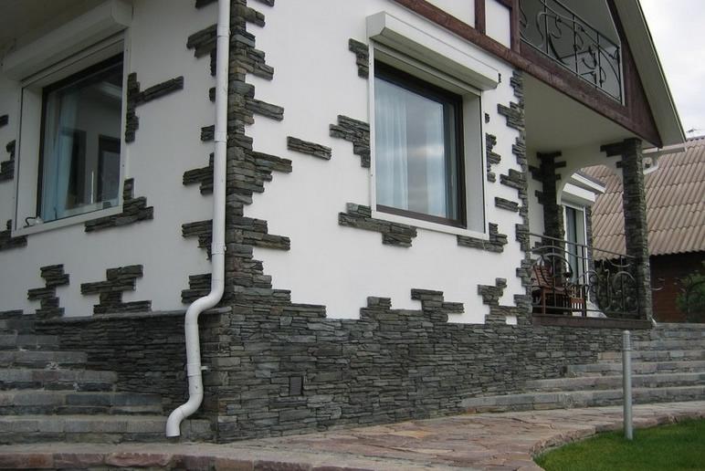Как украсить цоколь нижнего этажа и стены камнем. Facing the facade